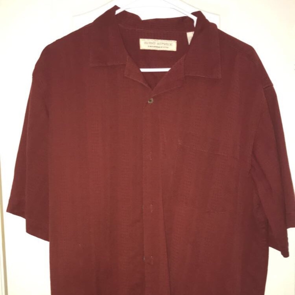 Island Republic Deep Orange-Red Patterned Buttonup